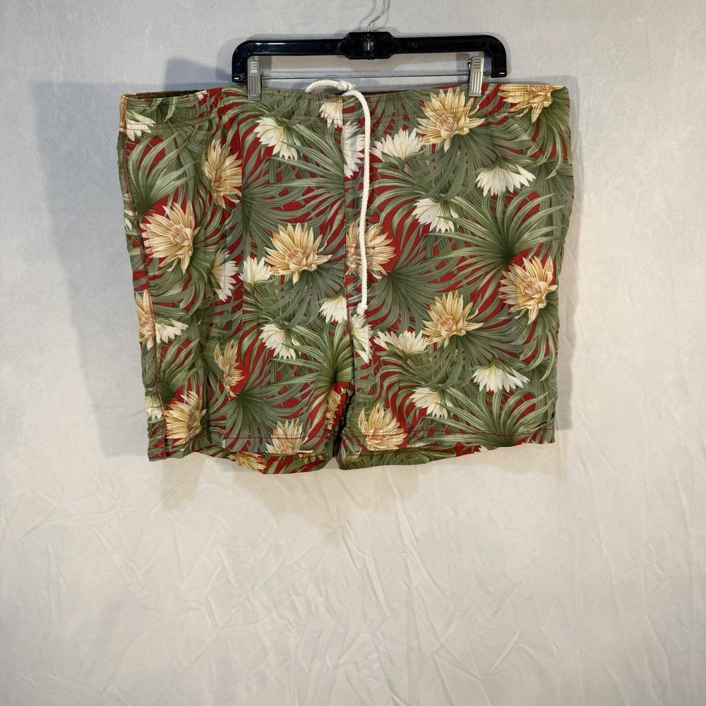 tommy bahama board shorts swim Trunks Green Tropical 2XL Drawstring Floral Beach